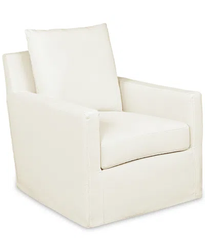 Macy's Brenalee 30" Performance Fabric Slipcover Swivel Glider In Lena Off White