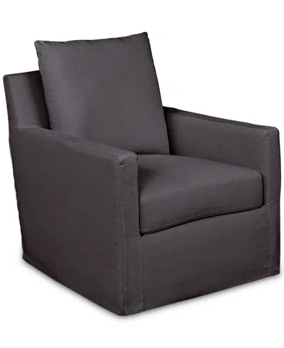 Macy's Brenalee 30" Performance Fabric Slipcover Swivel Glider In Lena Pewter