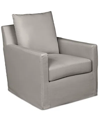 Macy's Brenalee 30" Performance Fabric Slipcover Swivel Glider In Lilly Fog