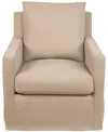 Macy's Brenalee 30" Performance Fabric Slipcover Swivel Glider In Lily Natural