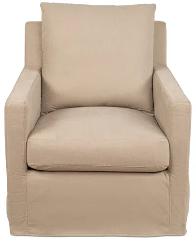 Macy's Brenalee 30" Performance Fabric Slipcover Swivel Glider In Lily Natural