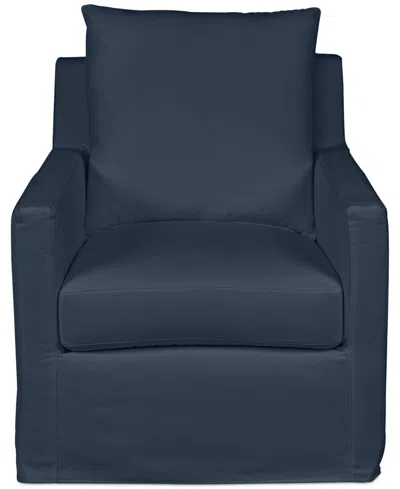 Macy's Brenalee 30" Performance Fabric Slipcover Swivel Glider In Blue