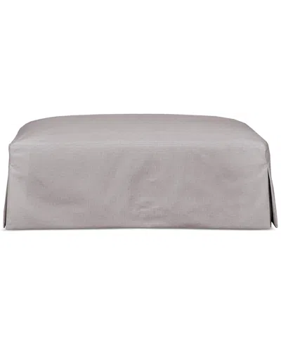 Macy's Brenalee 44" Performance Fabric Slipcover Ottoman In Lena Glacier