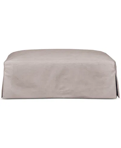 Macy's Brenalee 44" Performance Fabric Slipcover Ottoman In Lena Linen