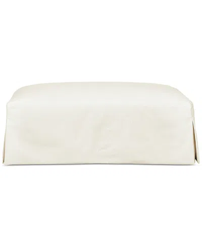 Macy's Brenalee 44" Performance Fabric Slipcover Ottoman In Lena Off White