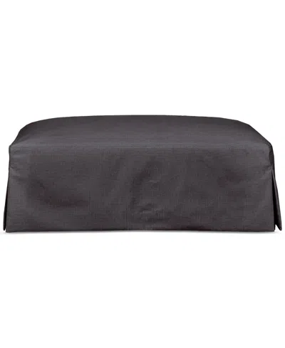 Macy's Brenalee 44" Performance Fabric Slipcover Ottoman In Lena Pewter