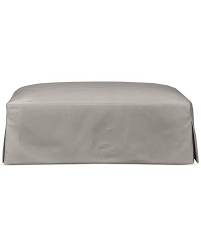 Macy's Brenalee 44" Performance Fabric Slipcover Ottoman In Lily Fog