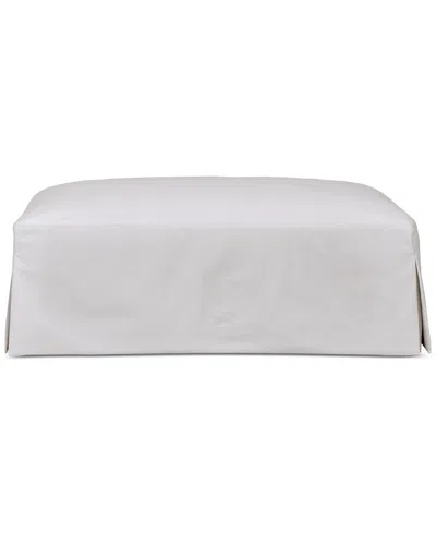 Macy's Brenalee 44" Performance Fabric Slipcover Ottoman In Lily White