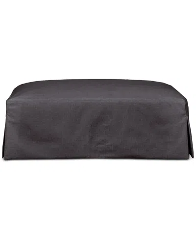 Macy's Brenalee 46" Performance Fabric Slipcover Ottoman In Lena Pewter