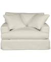 Macy's Brenalee 53" Performance Fabric Slipcover Chair And Â½ With Two Pillows In Peyton Birch
