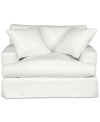 Macy's Brenalee 53" Performance Fabric Slipcover Chair And Â½ With Two Pillows In Peyton Cream