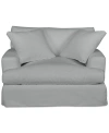 Macy's Brenalee 53" Performance Fabric Slipcover Chair And Â½ With Two Pillows In Peyton Light Blue