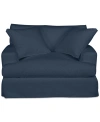 Macy's Brenalee 53" Performance Fabric Slipcover Chair And Â½ With Two Pillows In Peyton Navy