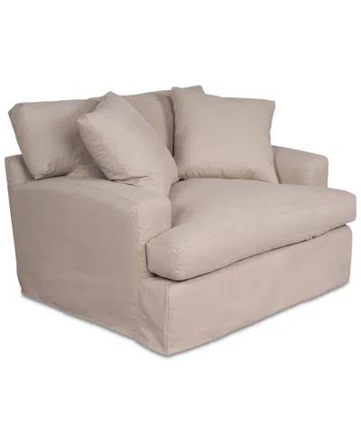 Macy's Brenalee 53" Performance Fabric Slipcover Chair And Â½ With Two Pillows In Brown