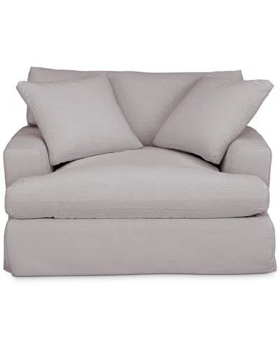 Macy's Brenalee 53" Performance Fabric Slipcover Chair And Â½ With Two Pillows In Lena Glacier