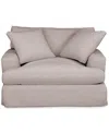 Macy's Brenalee 53" Performance Fabric Slipcover Chair And Â½ With Two Pillows In Lena Linen