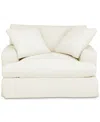 Macy's Brenalee 53" Performance Fabric Slipcover Chair And Â½ With Two Pillows In Lena Off White