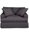 Macy's Brenalee 53" Performance Fabric Slipcover Chair And Â½ With Two Pillows In Lena Pewter