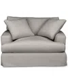 Macy's Brenalee 53" Performance Fabric Slipcover Chair And Â½ With Two Pillows In Lilly Fog