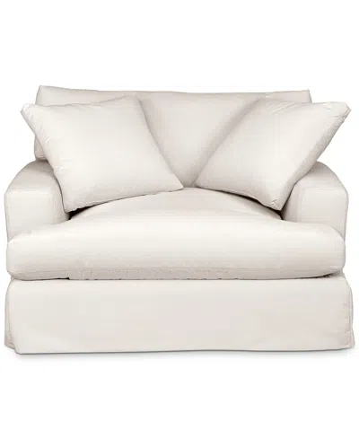 Macy's Brenalee 53" Performance Fabric Slipcover Chair And Â½ With Two Pillows In Lily Natural