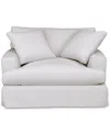 Macy's Brenalee 53" Performance Fabric Slipcover Chair And Â½ With Two Pillows In Lily White