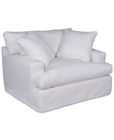 Macy's Brenalee 53" Performance Fabric Slipcover Chair And Â½ With Two Pillows In White