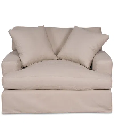 Macy's Brenalee 53" Performance Fabric Slipcover Chair And Â½ With Two Pillows In Peyton Fawn