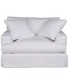 Macy's Brenalee 53" Performance Fabric Slipcover Chair And Â½ With Two Pillows In Peyton Pearl