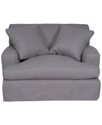 Macy's Brenalee 53" Performance Fabric Slipcover Chair And Â½ With Two Pillows In Peyton Slate