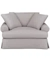 Macy's Brenalee 55" Roll Arm Performance Fabric Slipcover Chair And Â½ With Two Pillows In Lena Glacier