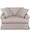 Macy's Brenalee 55" Roll Arm Performance Fabric Slipcover Chair And Â½ With Two Pillows In Lena Linen