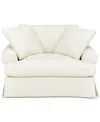 Macy's Brenalee 55" Roll Arm Performance Fabric Slipcover Chair And Â½ With Two Pillows In Lena Off White