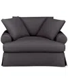 Macy's Brenalee 55" Roll Arm Performance Fabric Slipcover Chair And Â½ With Two Pillows In Lena Pewter