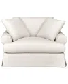 Macy's Brenalee 55" Roll Arm Performance Fabric Slipcover Chair And Â½ With Two Pillows In Lily Natural