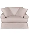 Macy's Brenalee 55" Roll Arm Performance Fabric Slipcover Chair And Â½ With Two Pillows In Peyton Birch