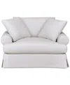 Macy's Brenalee 55" Roll Arm Performance Fabric Slipcover Chair And Â½ With Two Pillows In Peyton Navy