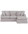 Macy's Brenalee 93" Performance Fabric Slipcover Reversible Chaise Sofa With Four Pillows In Lena Glacier