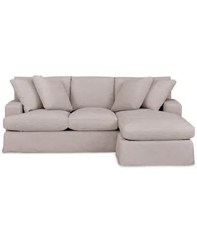 MACY'S BRENALEE 93" PERFORMANCE FABRIC SLIPCOVER REVERSIBLE CHAISE SOFA WITH FOUR PILLOWS