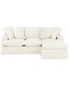 Macy's Brenalee 93" Performance Fabric Slipcover Reversible Chaise Sofa With Four Pillows In Lena Off White