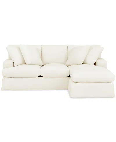 Macy's Brenalee 93" Performance Fabric Slipcover Reversible Chaise Sofa With Four Pillows In Lena Off White