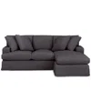 Macy's Brenalee 93" Performance Fabric Slipcover Reversible Chaise Sofa With Four Pillows In Lena Pewter