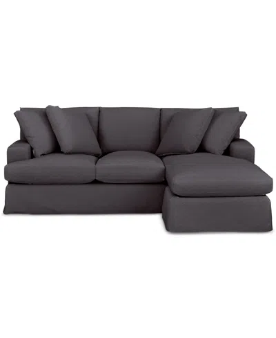 Macy's Brenalee 93" Performance Fabric Slipcover Reversible Chaise Sofa With Four Pillows In Lena Pewter