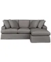 Macy's Brenalee 93" Performance Fabric Slipcover Reversible Chaise Sofa With Four Pillows In Lily Granite