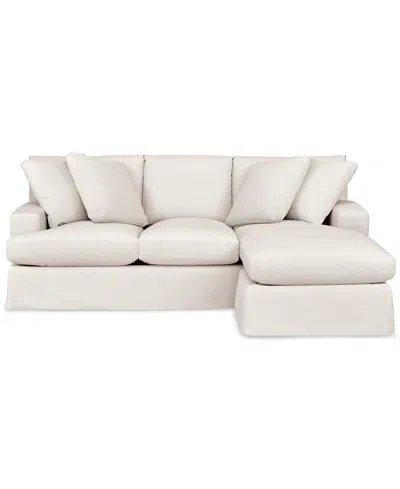 Macy's Brenalee 93" Performance Fabric Slipcover Reversible Chaise Sofa With Four Pillows In Lily Natural