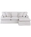 Macy's Brenalee 93" Performance Fabric Slipcover Reversible Chaise Sofa With Four Pillows In Lily White