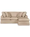 Macy's Brenalee 93" Performance Fabric Slipcover Reversible Chaise Sofa With Four Pillows In Peyton Fawn