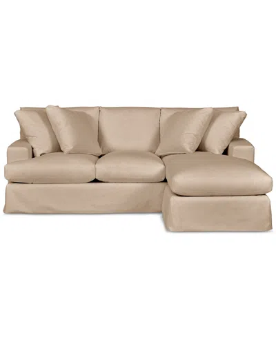 Macy's Brenalee 93" Performance Fabric Slipcover Reversible Chaise Sofa With Four Pillows In Peyton Fawn