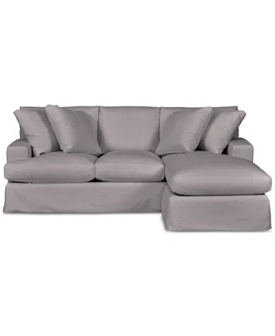 Macy's Brenalee 93" Performance Fabric Slipcover Reversible Chaise Sofa With Four Pillows In Peyton Slate