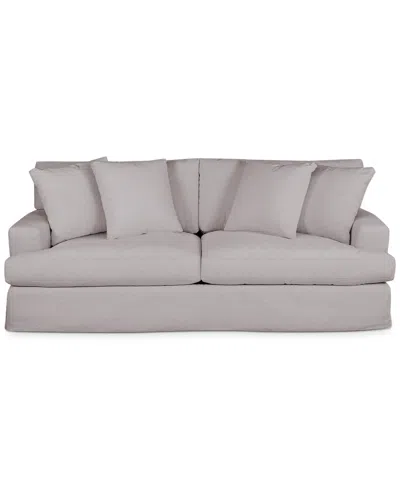 Macy's Brenalee 93" Performance Fabric Slipcover Sofa With Four Pillows In Lena Glacier