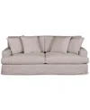 Macy's Brenalee 93" Performance Fabric Slipcover Sofa With Four Pillows In Lena Linen